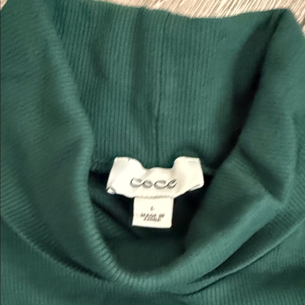 CeCe Deep Teal Puff Sleeve Turtleneck Top - Picture 2 of 4